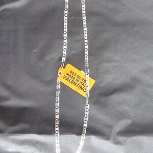 Valentino Silver Box-Link Chain Necklace with Orange Tag